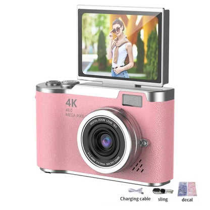 4K Digital Camera CCD 180° Flip Screen Selfie Camera 8X Digital Zoom