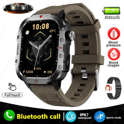 Military Sports Smart Watch 2.01" HD Touch Screen Bluetooth Call LED
