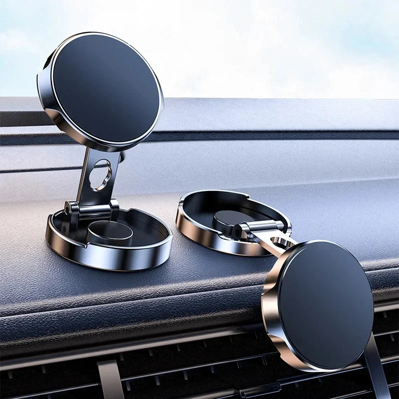 Round Folding Magnetic Car Holder 360 Degree Rotatable Mobile Phone