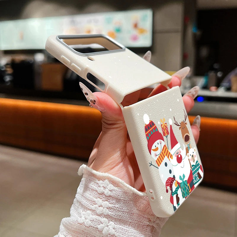 For Samsung Galaxy Z Flip 7 5 4 3 6 Christmas Deer Phone Case Leather