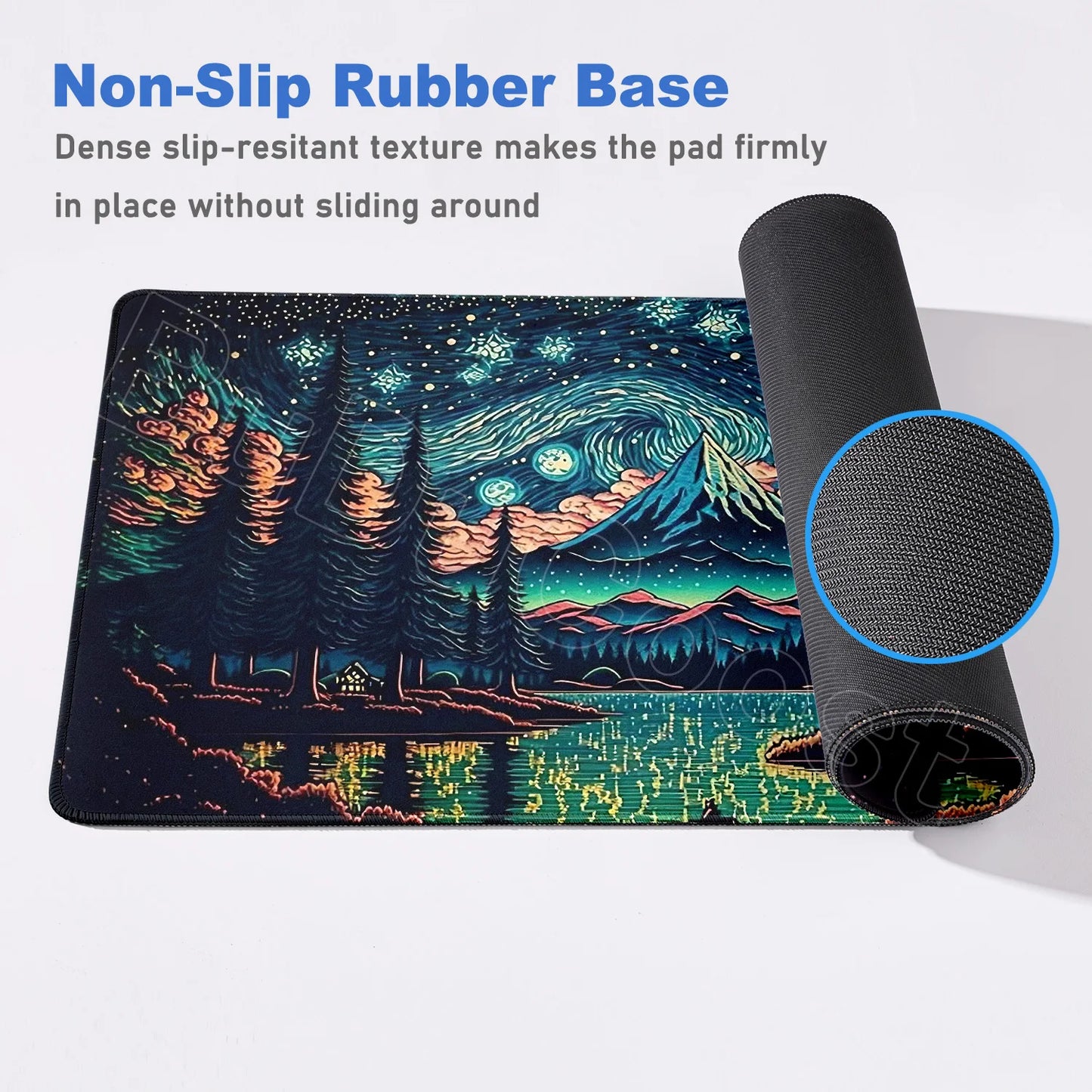 HD Print Starry Night MousePad Non-Slip Rubber Large Laptop Computer