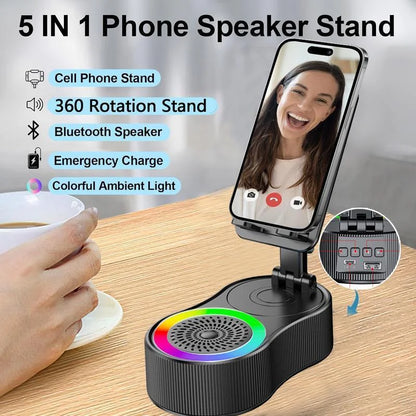New Cell Phone Holder Stand With LDE Light Bluetooth Speaker