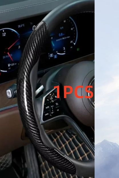 1/2PCS Laser Carbon Fiber Silicone Car Steering Wheel Cover