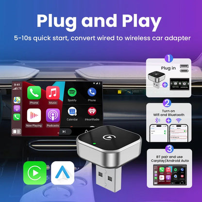 Wireless Android Auto Dongle Wireless CarPlay Adapter 2in1 AI Smart