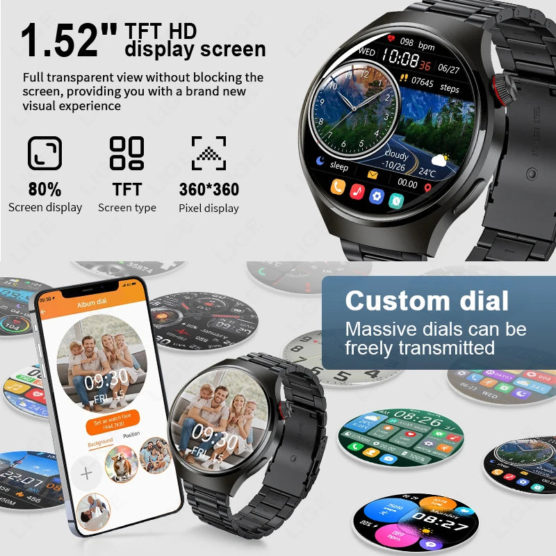 New Smart Watch Men 360*360 HD Screen GPS Tracker Custom Dial