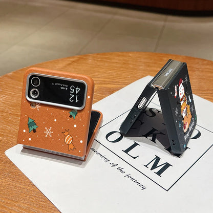 For Samsung Galaxy Z Flip 7 6 5 4 3 5G Christmas Snowman Cat Elk