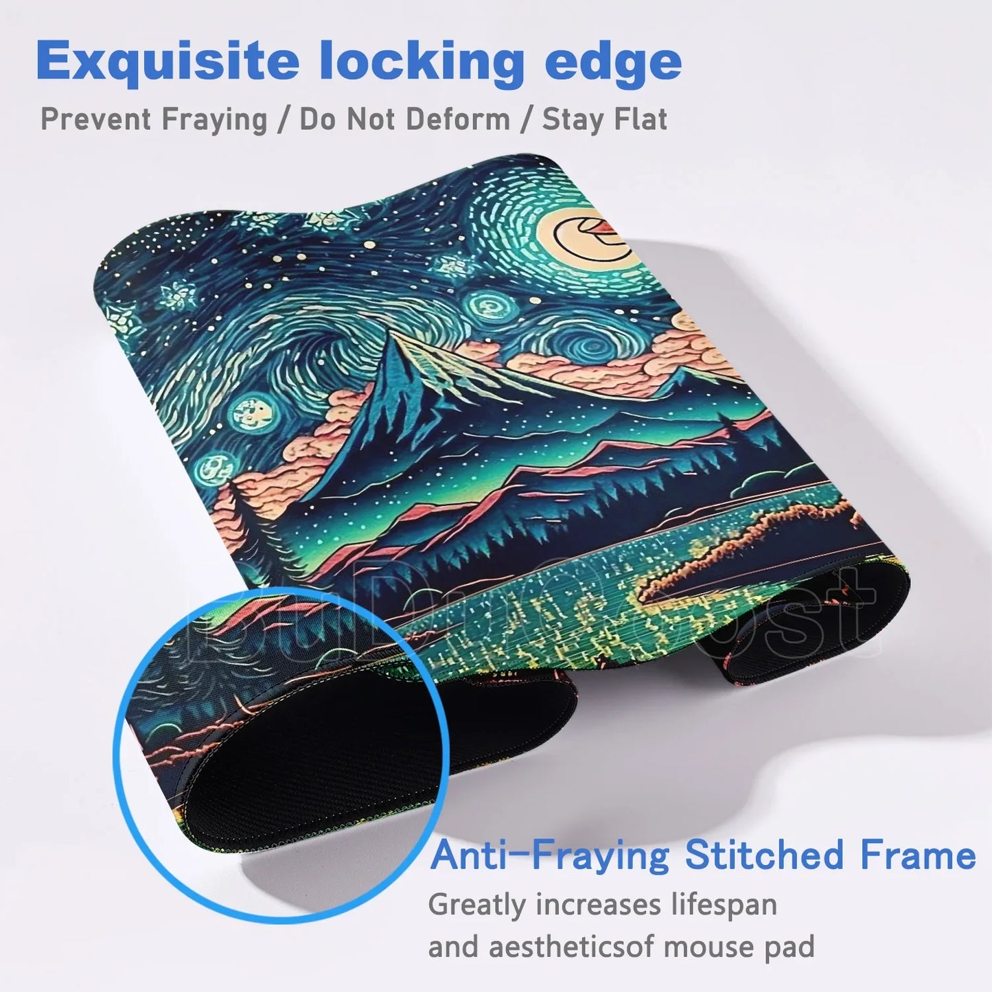 HD Print Starry Night MousePad Non-Slip Rubber Large Laptop Computer