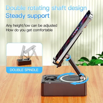 New Cell Phone Holder Stand With Bluetooth Speaker Adjustable Desktop