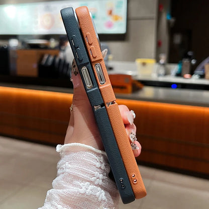 Flower Pattern Leather Texture Phone Case For Samsung Galaxy Z Flip 7