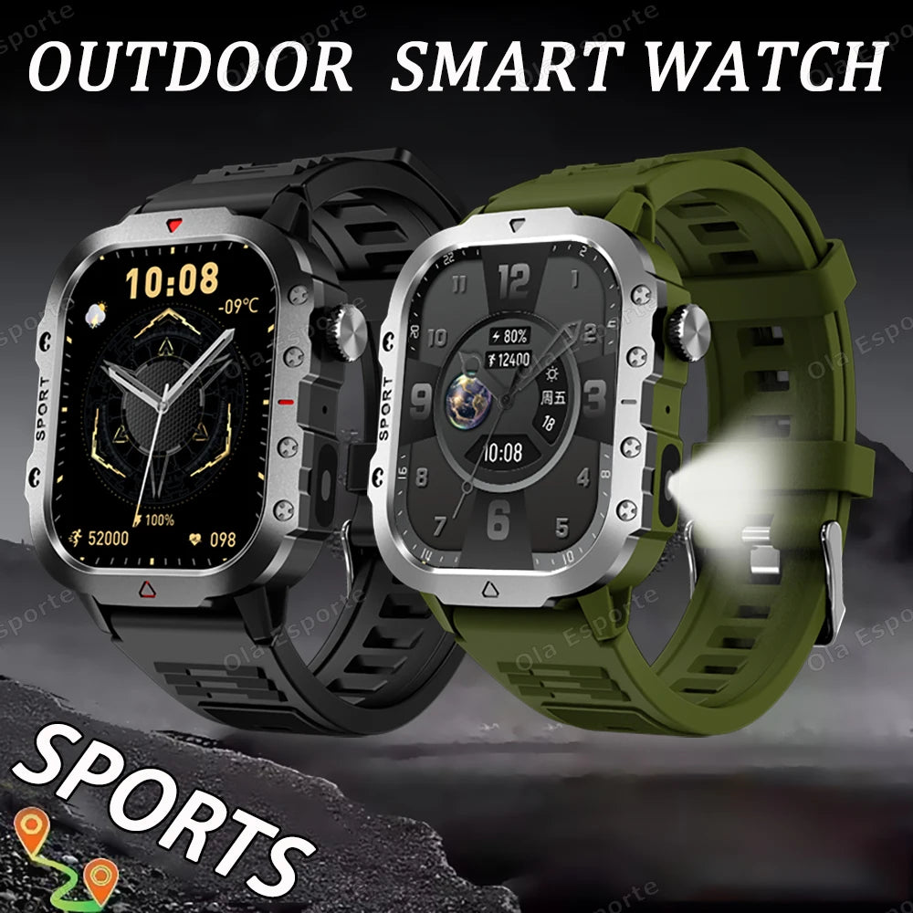 Military Sports Smart Watch 2.01" HD Touch Screen Bluetooth Call LED