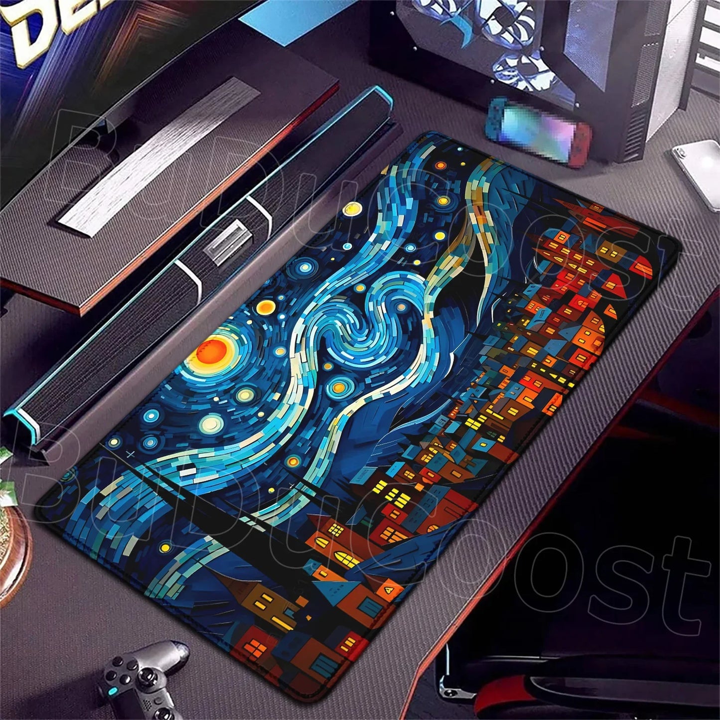 HD Print Starry Night MousePad Non-Slip Rubber Large Laptop Computer