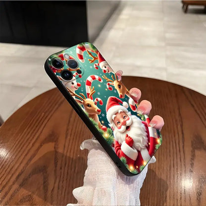 Cartoon Santa Claus Art Soft Back Phone Cover Case for iPhone SE 12 XS