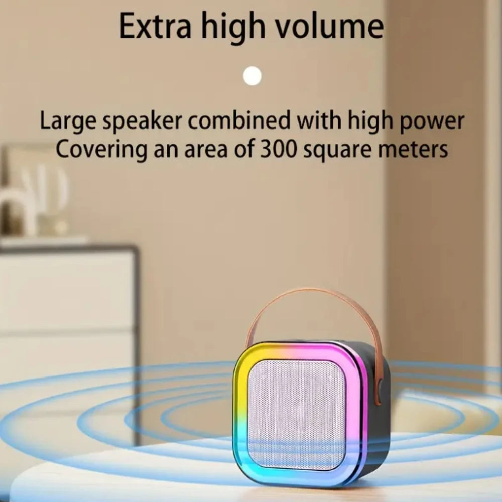Portable Karaoke Machine with Wireless Mics, LED Lights, Built-in Speaker, Perfect for Parties & Family Gatherings, Multi-Color