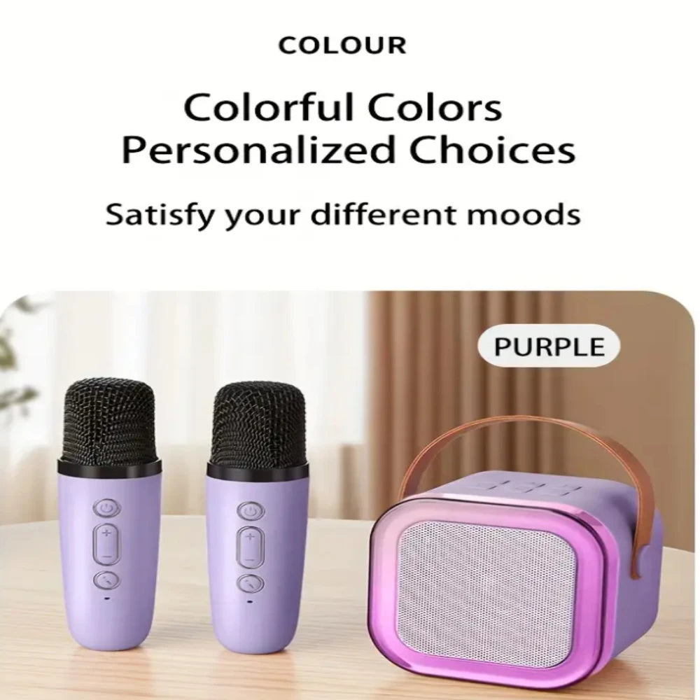 Portable Karaoke Machine with Dual Wireless Mics, LED Lights, & Mobile Speaker – Perfect for  Singing, Parties, Christmas & Ha