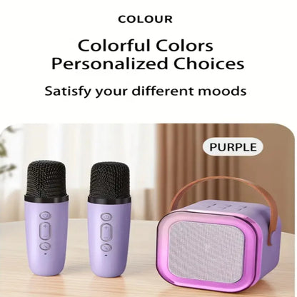 Portable Karaoke Machine with Dual Wireless Mics, LED Lights, & Mobile Speaker – Perfect for  Singing, Parties, Christmas & Ha