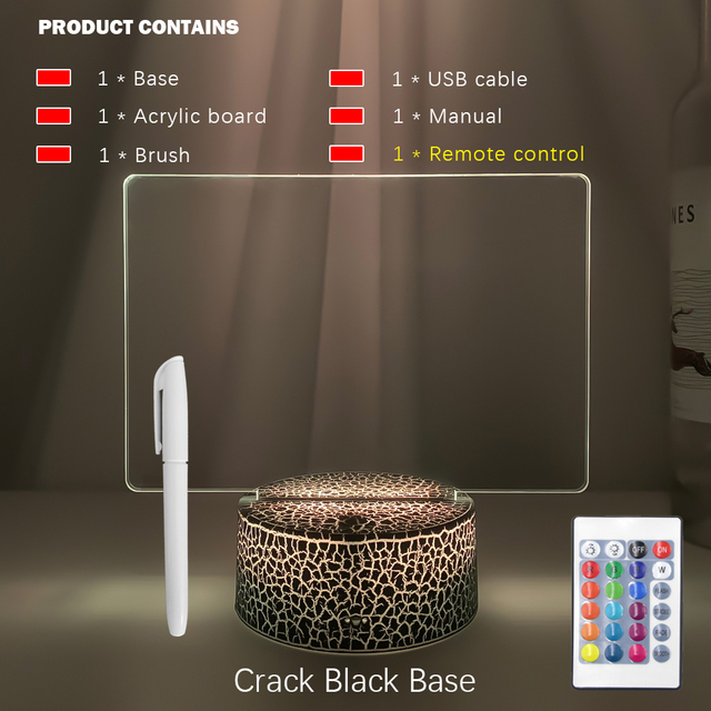 Rewritable 3D Night Light with Message Board & Touch Control Base