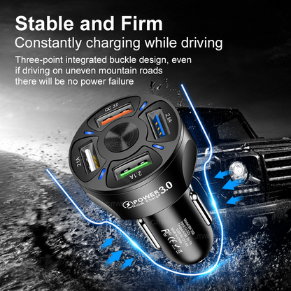 4 USB Car Charger Fast 7A QC3.0 Quick Car Charger Adapter