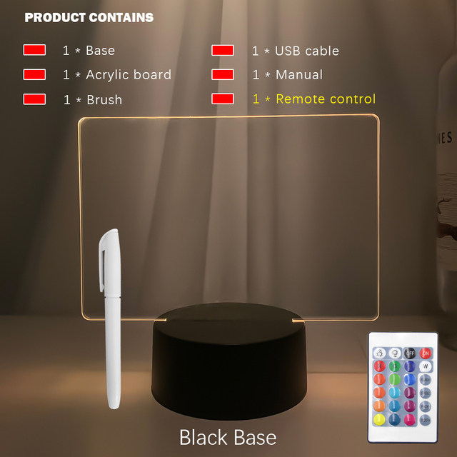 Rewritable 3D Night Light with Message Board & Touch Control Base
