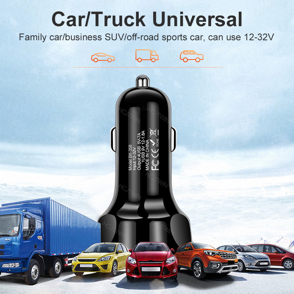 4 USB Car Charger Fast 7A QC3.0 Quick Car Charger Adapter