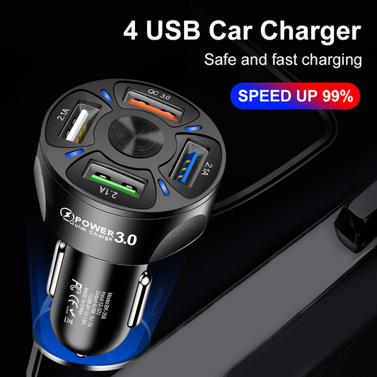 4 USB Car Charger Fast 7A QC3.0 Quick Car Charger Adapter