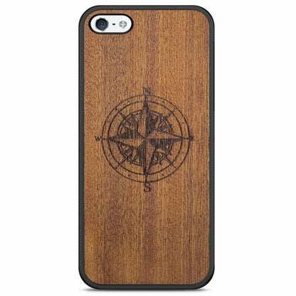 Wooden Engraved Compass Phone Case