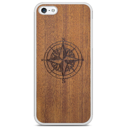 Wooden Engraved Compass Phone Case