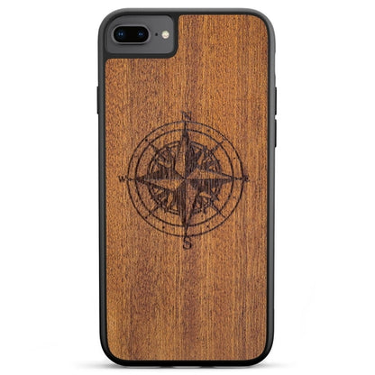 Wooden Engraved Compass Phone Case