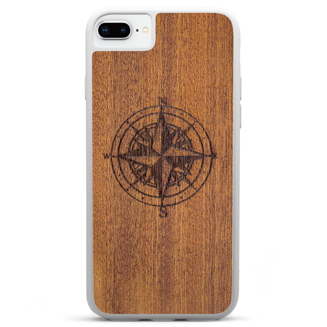 Wooden Engraved Compass Phone Case