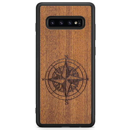 Wooden Engraved Compass Phone Case