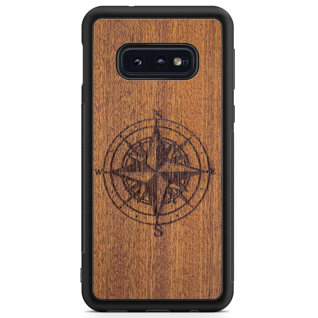 Wooden Engraved Compass Phone Case