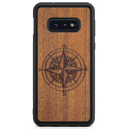 Wooden Engraved Compass Phone Case