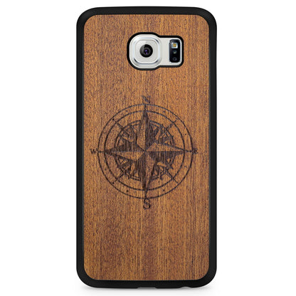 Wooden Engraved Compass Phone Case