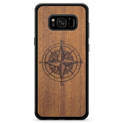 Wooden Engraved Compass Phone Case