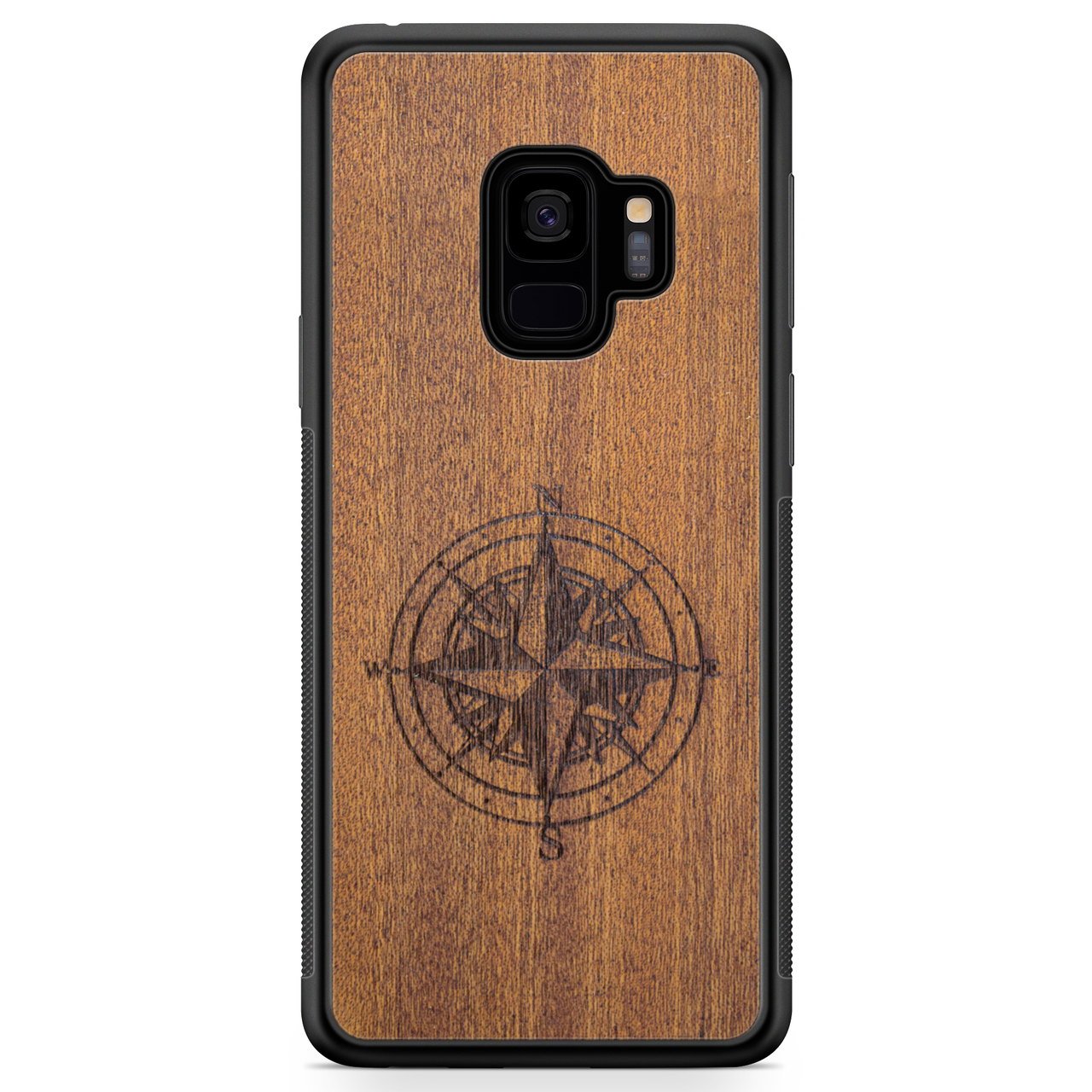 Wooden Engraved Compass Phone Case